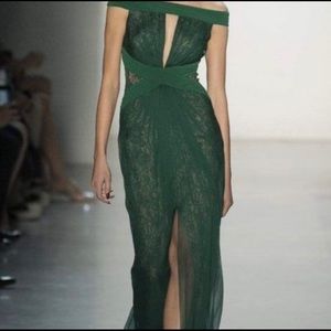 Tadashi Shoji Blue Lace Chiffon Gown NWT